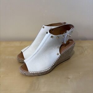 Maypol Shoes Womens Size 9.5 Leather Studded Wedge Espadrille‎ Sandals